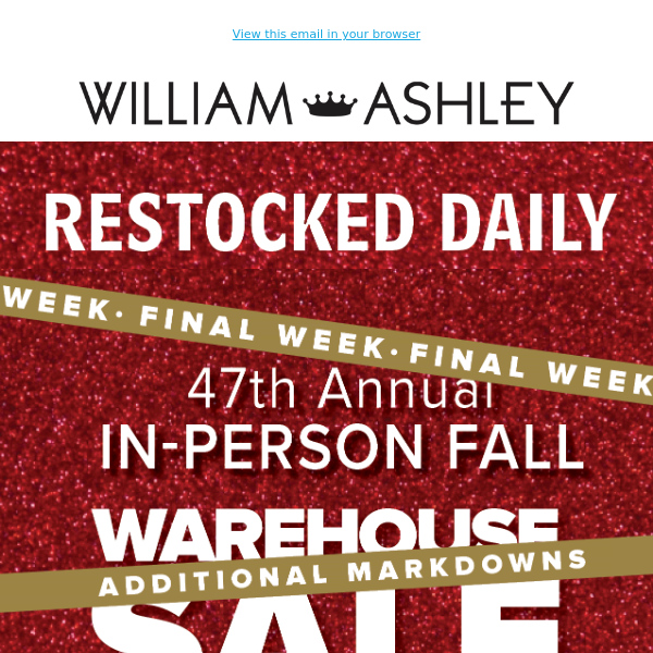 FINAL WEEK! Sale Ends December 18! See Tomorrow's Warehouse Sale Daily Deal!✨