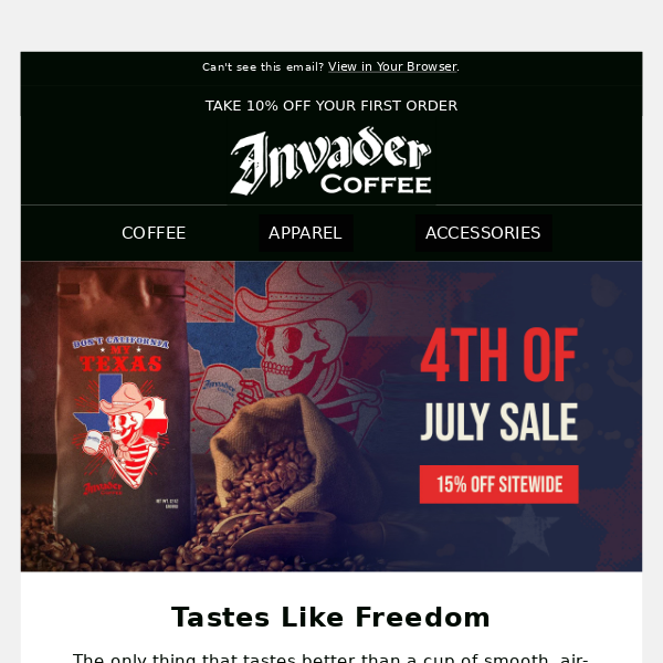 Save 15% off site-wide through the 4th of July