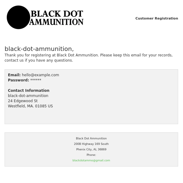 Black Dot Ammunition: Customer Registration