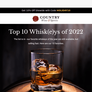 Our Top 10 Whisk(e)ys of 2022