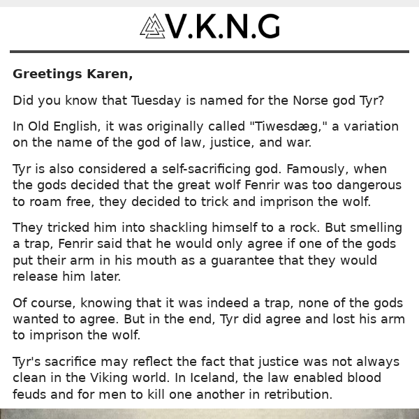 Tuesday is Tyr's Day