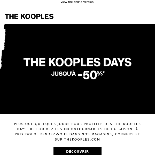 The Kooples Days : il est encore temps d'en profiter
