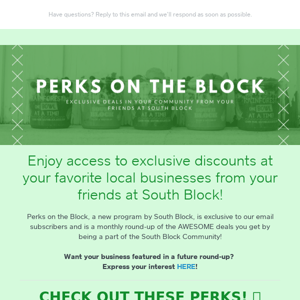 Introducing...Perks on the Block! 🤩
