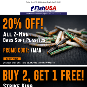 Stock Up on Z-Man Soft Plastics! 20% Off Now!