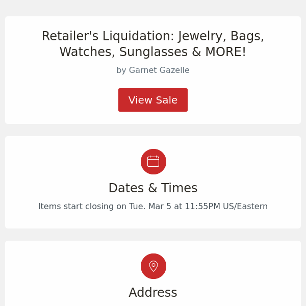 Retailer's Liquidation: Jewelry, Bags, Watches, Sunglasses & MORE!