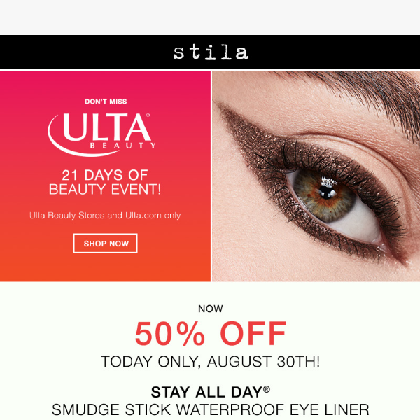 24 hours only at Ulta Beauty – 50% Off this Stila Star