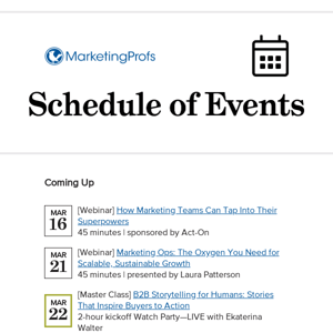 Upcoming Events at MarketingProfs