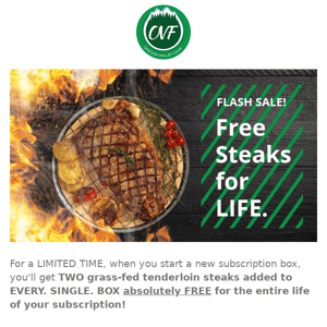 🥩Free Steaks for LIFE? Seriously! (ends 2/18)