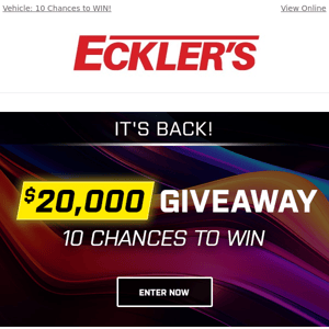 Just Launched: $20,000 Sweepstakes