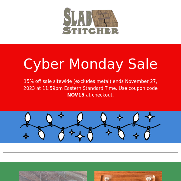 Cyber Monday--Last day to save 15%