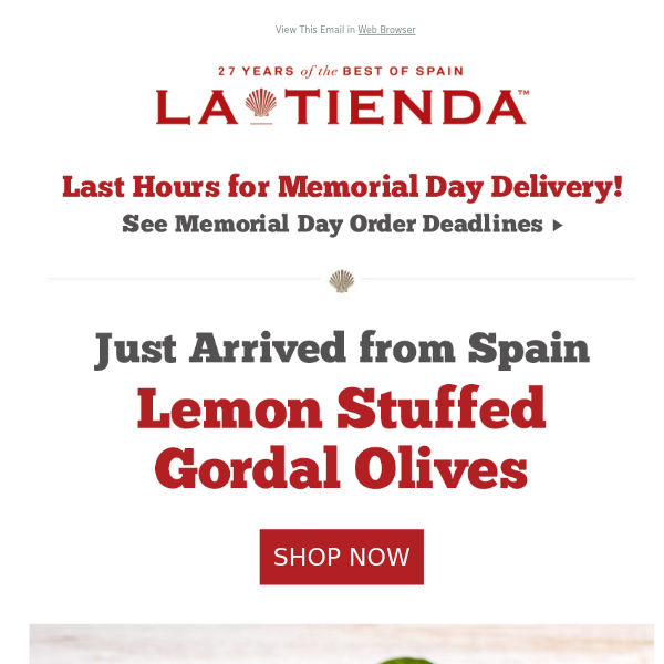 Just Arrived! Lemon Stuffed Gordal Olives