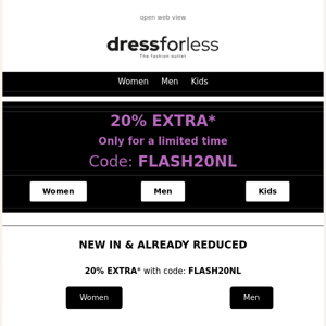 Only for a short time: Up to 80% in the FLASH SALE + 20% EXTRA