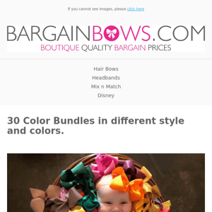 Ready, Set, Hair Bow Bundle! 30 colors in different sizes and sets.
