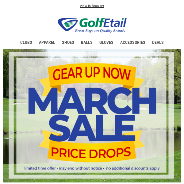 March Sale‼️ Massive Price Drops on Golf Gear • Gear Up Now