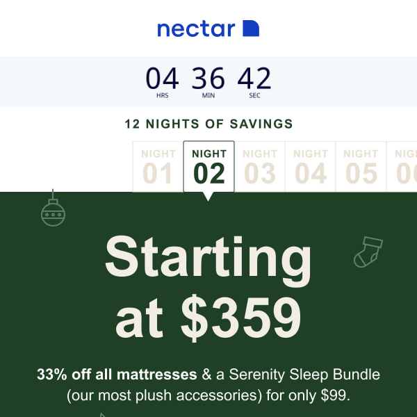 Nectar starting at $359 - Today only!