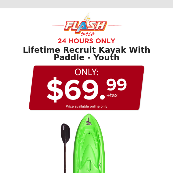 🔥  24 HOURS ONLY | LIFETIME YOUTH KAYAK | FLASH SALE