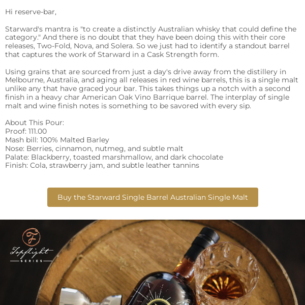 G'day, Mate! Meet Starward Single Barrel Australian Whisky