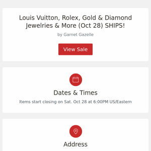 Louis Vuitton, Rolex, Gold & Diamond Jewelries & More (Oct 28) SHIPS!