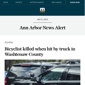 Bicyclist killed when hit by truck in Washtenaw County
