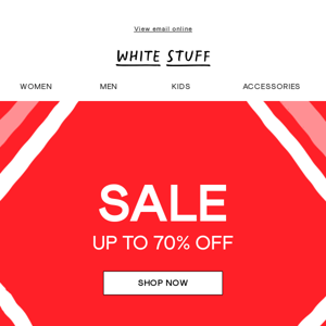 Up to 70% off sale