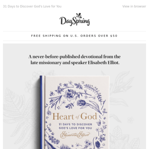 NEW Elisabeth Elliot's Heart of God