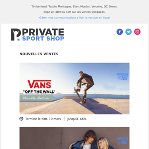 ✉ Vans : nouvelle sélection jusqu'à -66%