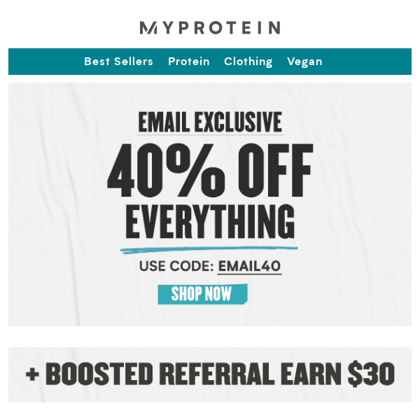 Email exclusive: 40% off everything today only