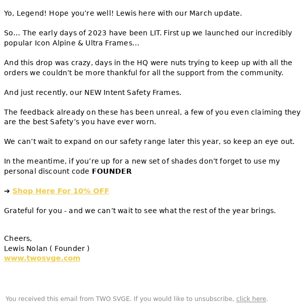March Update from Founder