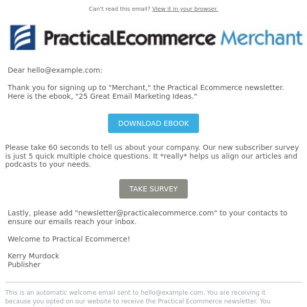Welcome to Practical Ecommerce