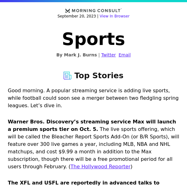 Max to Launch Live Sports Tier in October