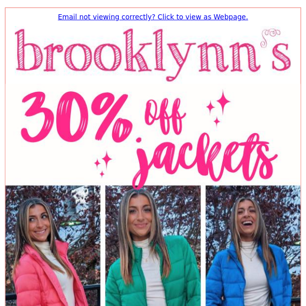 Holiday Sales! 30% Off Jackets & 20% Off Sweaters!👏