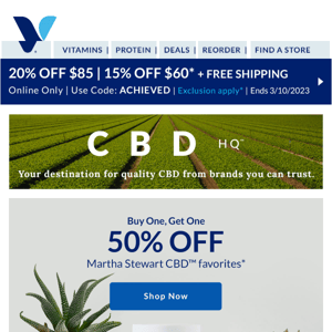 BOGO 50% off your CBD favorites