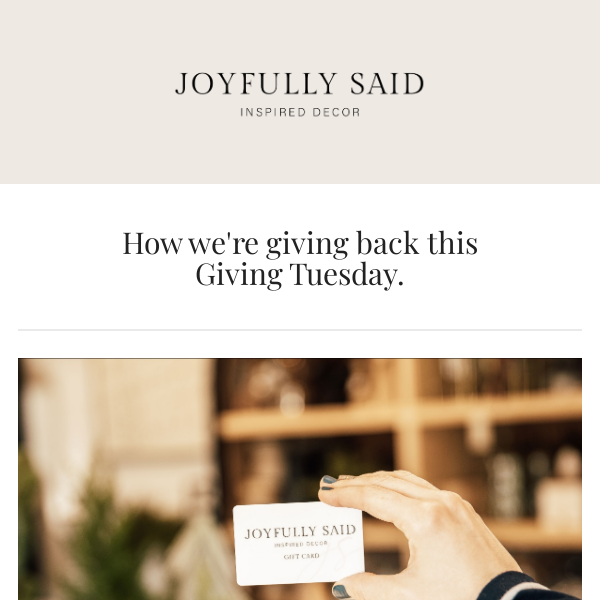 20% off for Giving Tuesday ✨