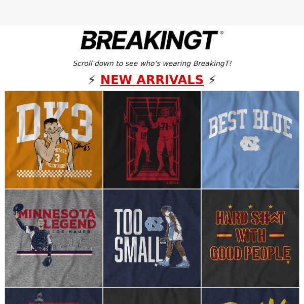 New Shirts & Hoodies + NFL Players Wearing BreakingT! 🚨
