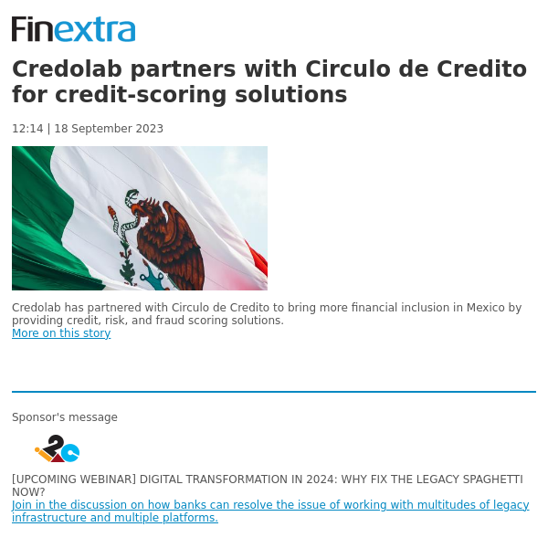 Finextra News Flash: Credolab partners with Circulo de Credito for credit-scoring solutions