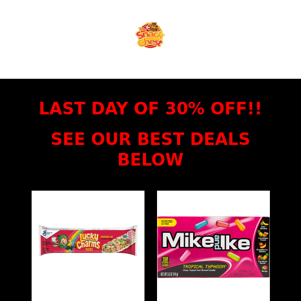 LAST DAY OF 30% OFF! BE QUICK!