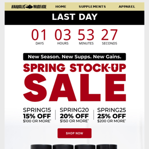 LAST DAY | Save up to 25% off your entire purchase!