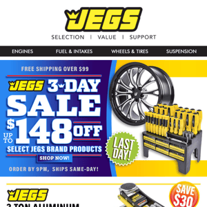 🏁 Last Day: JEGS 3-Day Sale Up to $148 Off 🏁