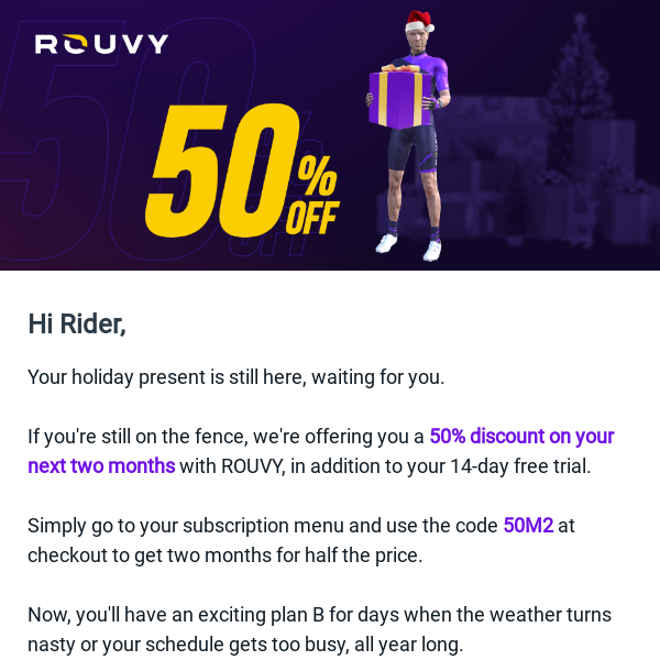 Final Offer: 50% Off Your Next Two Months with ROUVY!