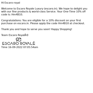 Registration to Escaro Royalé