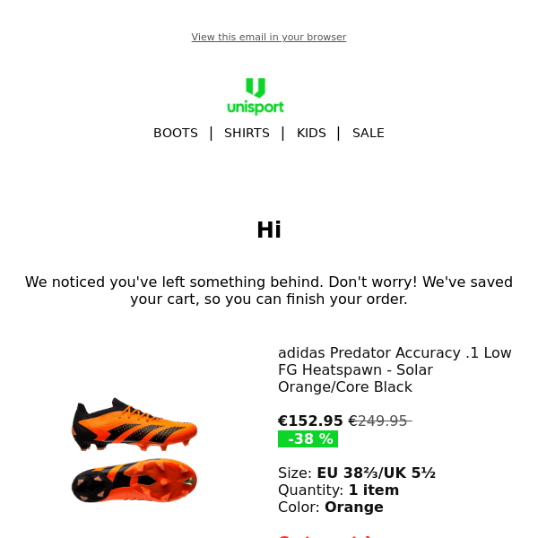 Complete Your Unisport Purchase: Adidas Predator in Your Cart! 🛒 - Unisport  Store