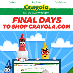 🗒️Take Note: Final days to shop on Crayola.com🗒️