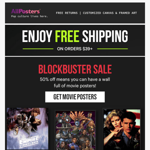 50% off blockbuster movie posters!