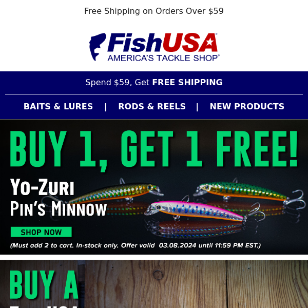 Yo-Zuri Pin's Minnows Buy 1, Get 1 Free Today Only!