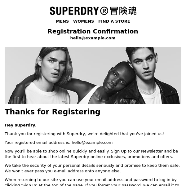Account details for Superdry at Superdry