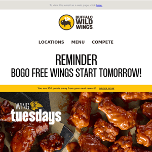 Ring In The New Year With Free Wings Tomorrow!