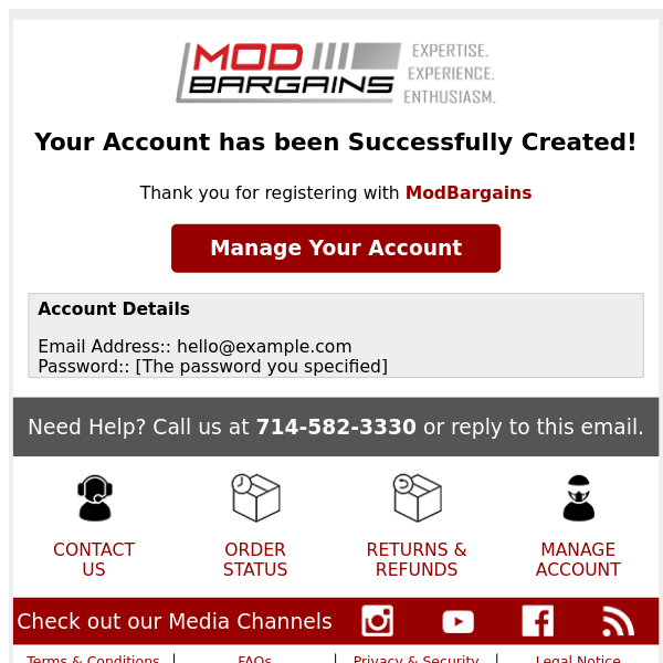 Thanks for Registering at ModBargains