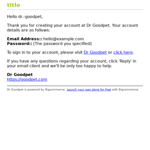 Thanks for Registering at  Dr Goodpet