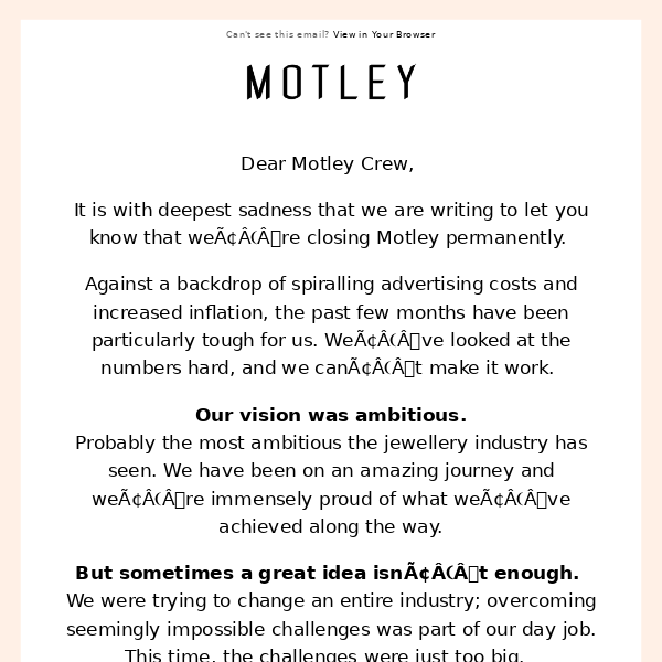 A heartbreaking update from Motley