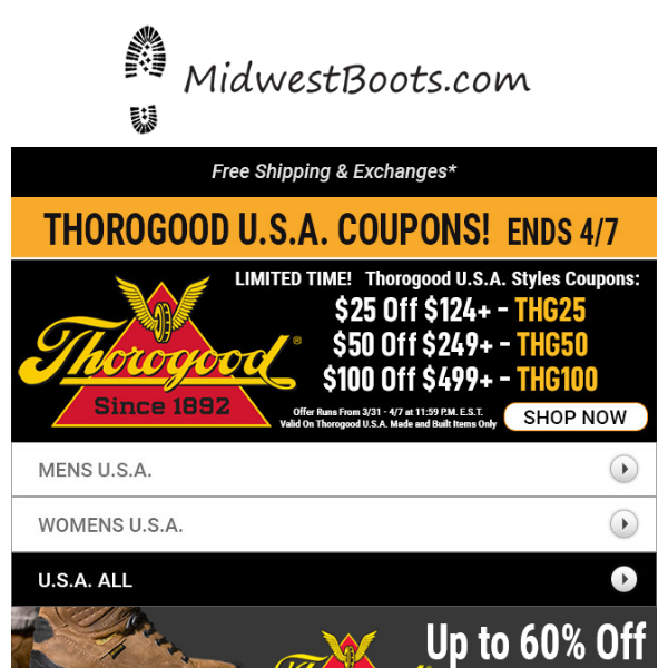 U.S.A. Thorogoods ON SALE for a LIMITED TIME!